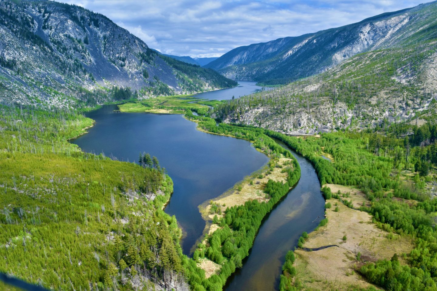 Lonesome Lake. A small lake nestled in the mountains of British Columbia.